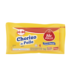 CHORIZO DE POLLO LÍNEA DIARIA PESO: 130G