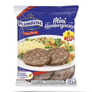 MINI HAMBURGUESAS PLUMROSE LÍNEA DIARIA – PESO: 150G