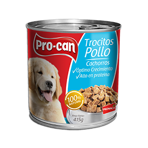 PROCAN TROCITOS CACHORROS SABOR A POLLO PESO: 415G