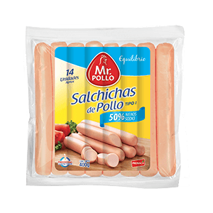 SALCHICHA DE POLLO Mr. POLLO PESO: 400G