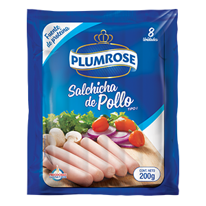 SALCHICHA DE POLLO PLUMROSE PESO: 200G